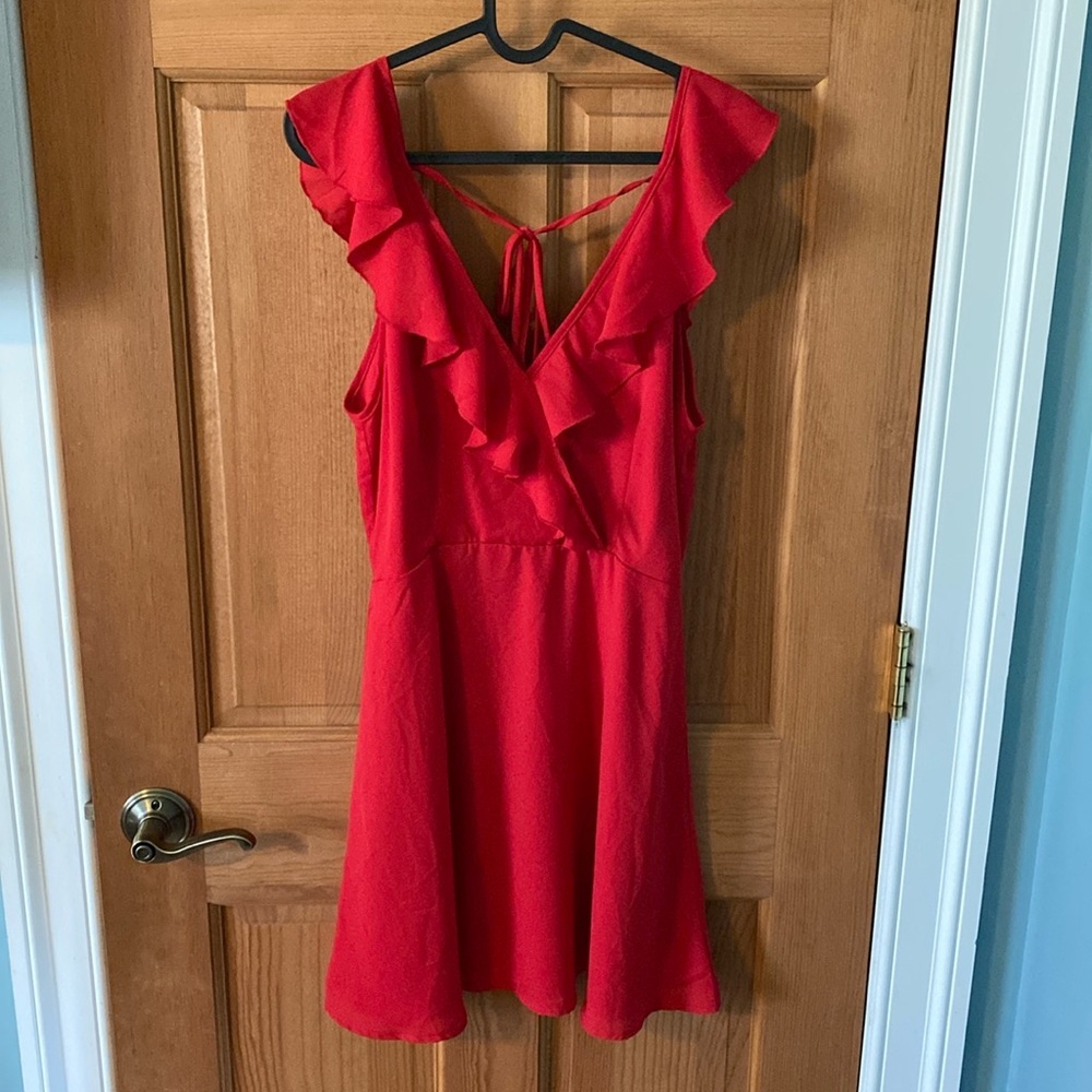 Altar'd State Coral Red Dress Ruffled sleeveless Summer Dress Size Small